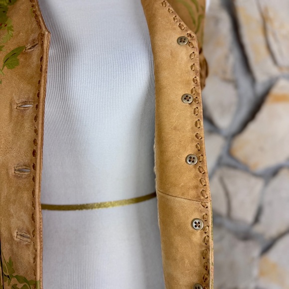 Ralph Lauren Blue Label Rare c. 1990s Hand Painted Deerskin Fringe Vest | 8 - Picture 5 of 7